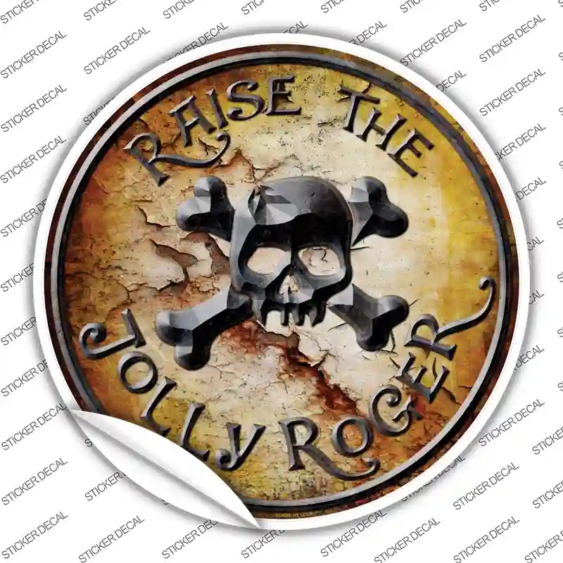 C-528s-S Raise the Jolly Roger Novelty Circle Sticker Decal, Small