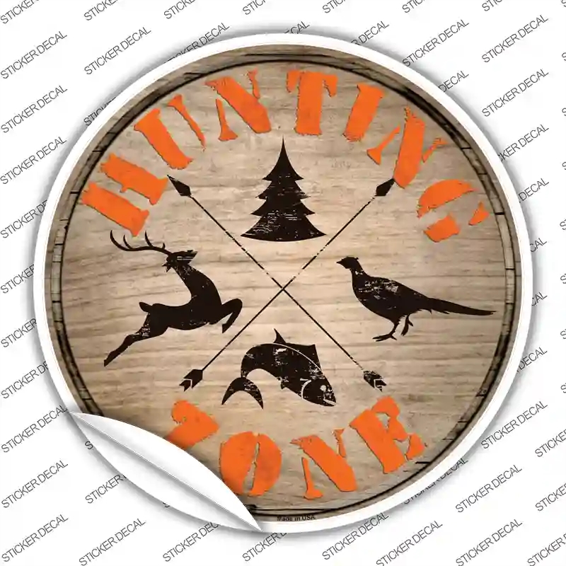C-638s-L Hunting Zone Novelty Circle Sticker Decal, Large