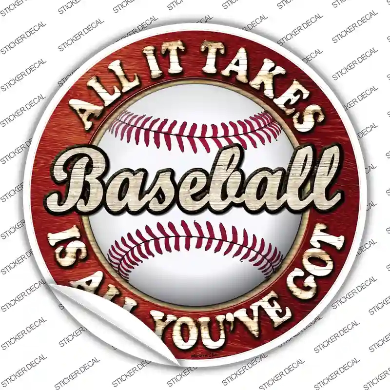 C-662s-L Baseball Novelty Circle Sticker Decal, Large