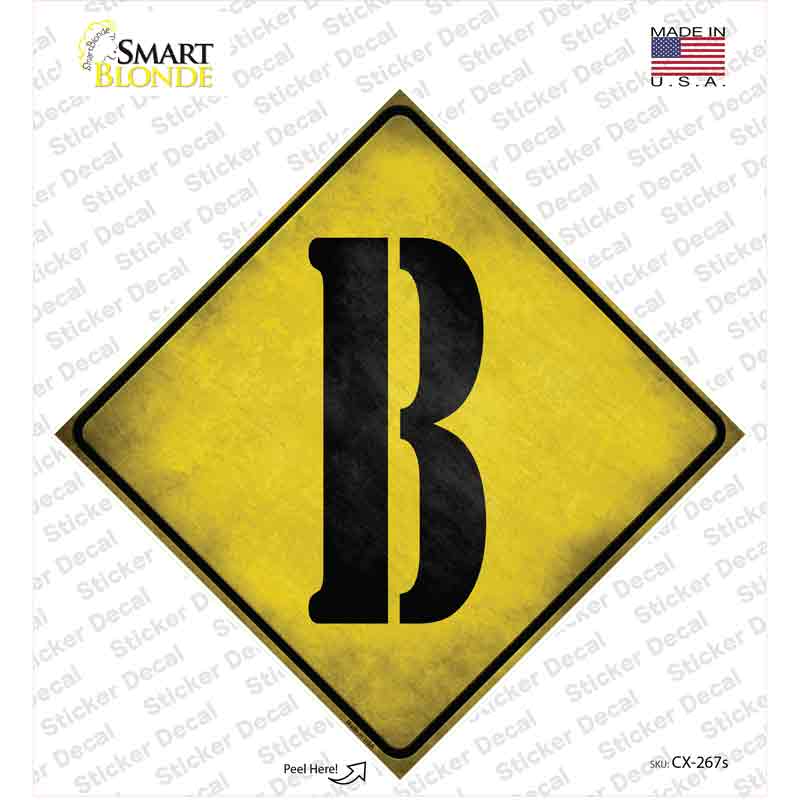 CX-267s-M Letter B Xing Novelty Diamond Sticker Decal, Medium