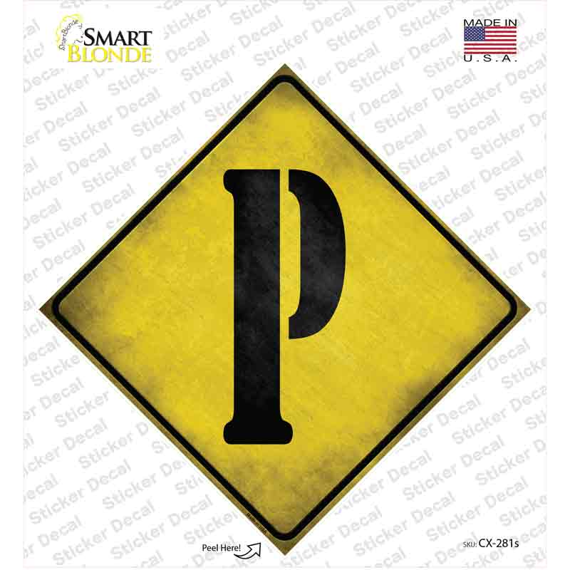 CX-281s-M Letter P Xing Novelty Diamond Sticker Decal, Medium