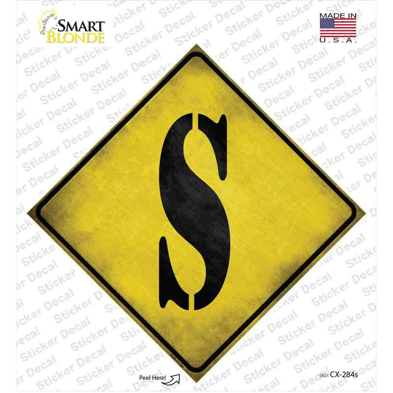 CX-284s-M Letter S Xing Novelty Diamond Sticker Decal, Medium