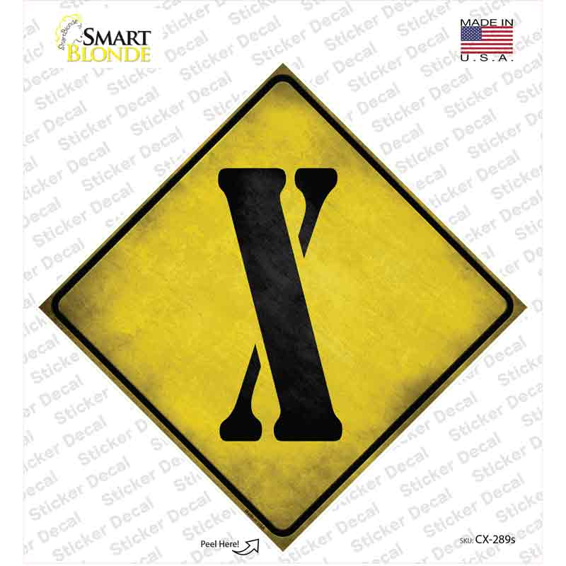 CX-289s-M Letter X Xing Novelty Diamond Sticker Decal, Medium
