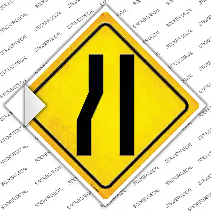 CX-407s-L Lane Ends Left Novelty Diamond Sticker Decal, Large