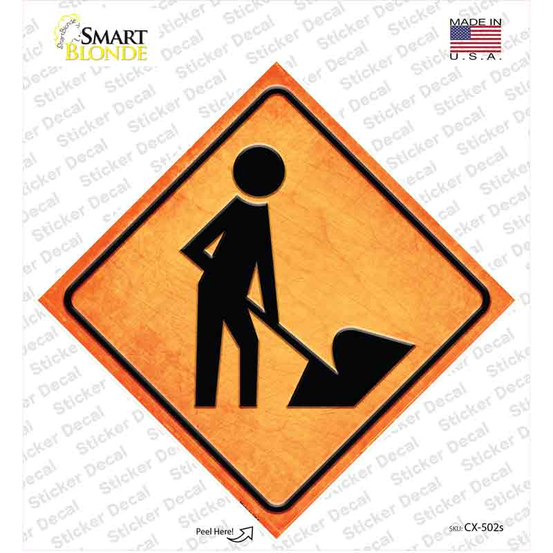 CX-502s-M Digger Ahead Novelty Diamond Sticker Decal, Medium