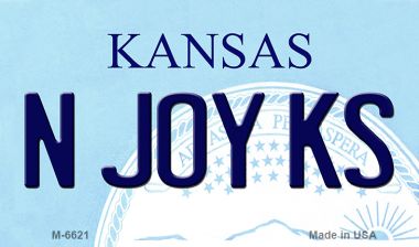 M-6621 3.5 x 2 in. N Joy KS Kansas State License Plate Novelty Magnet