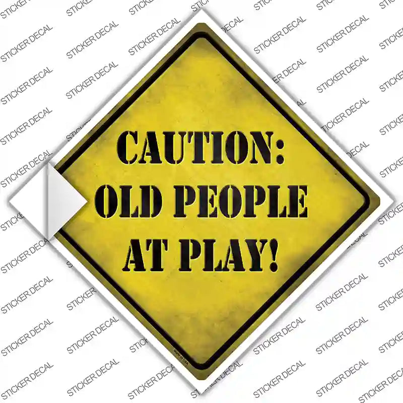 CX-632s-S Old People At Play Novelty Diamond Sticker Decal, Small