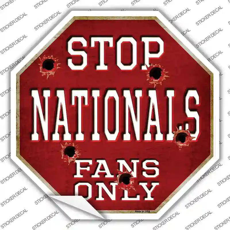 BS-228s-S Nationals Fans Only Novelty Octagon Sticker Decal, Small