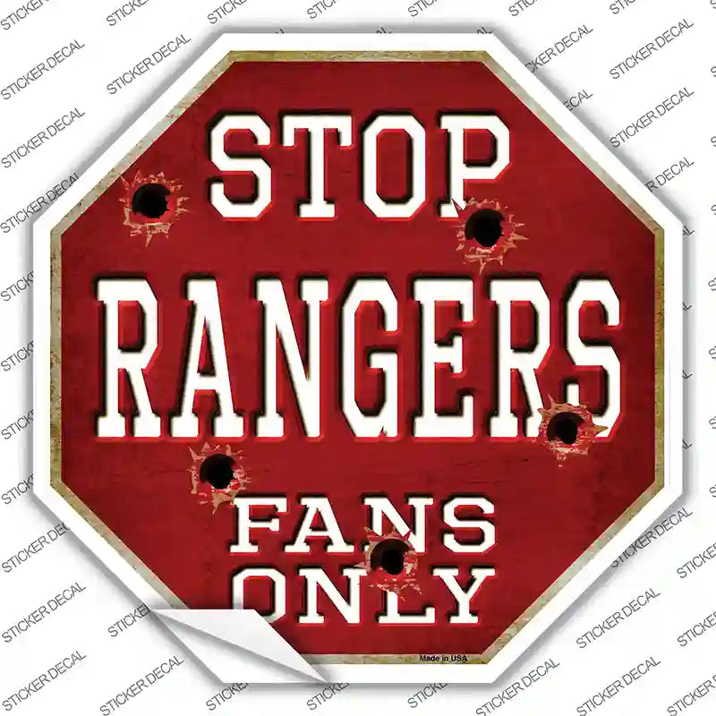 BS-233s-L Rangers Fans Only Novelty Octagon Sticker Decal, Large