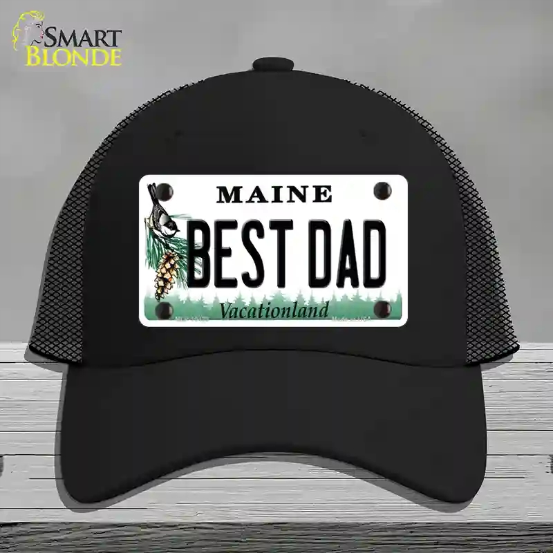 HAT01-MLP-10423 Best Dad Maine Novelty License Plate Hat, Mesh - Black