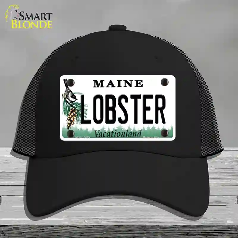HAT01-MLP-10425 Lobster Maine Novelty License Plate Hat, Mesh - Black