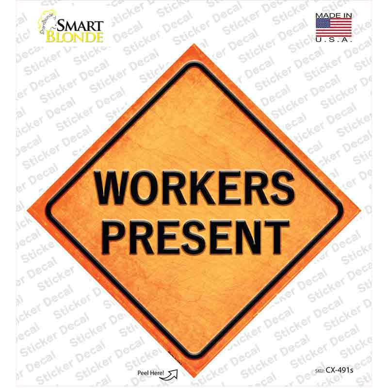 CX-491s-M Workers Present Novelty Diamond Sticker Decal, Medium