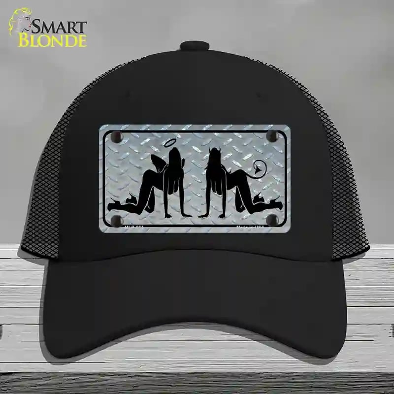HAT01-MLP-061 Angel & Devil Novelty License Plate Hat, Mesh - Black