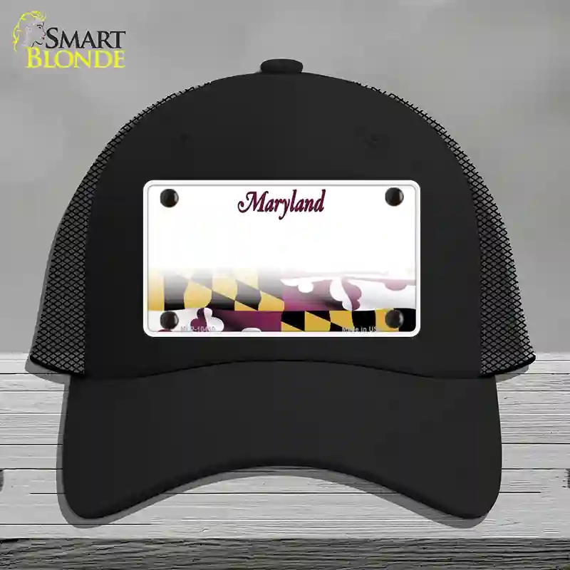HAT01-MLP-10460 Maryland State Blank Novelty License Plate Hat, Mesh - Black