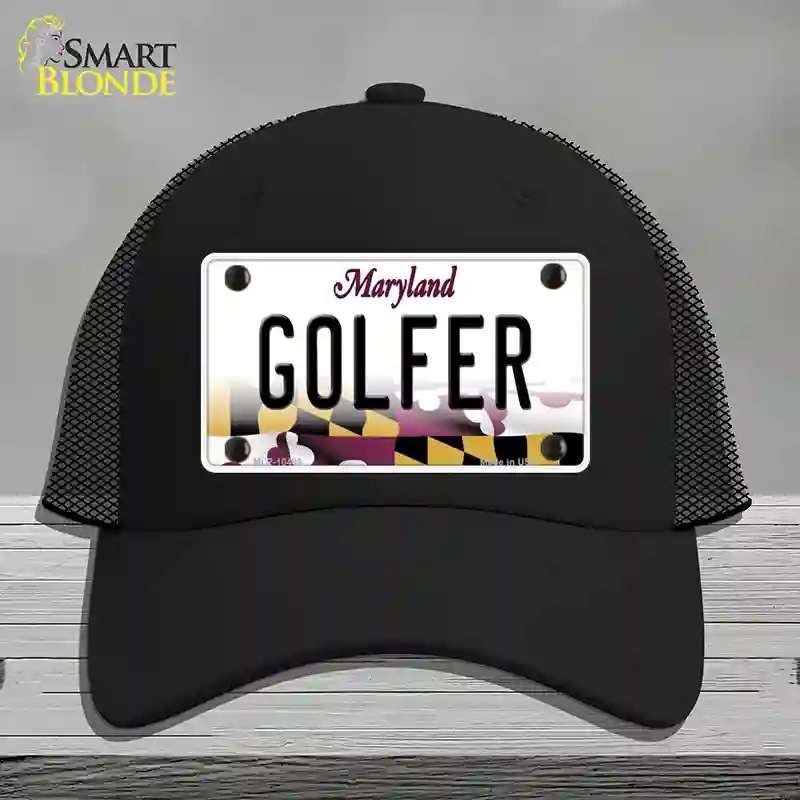 HAT01-MLP-10499 Golfer Maryland Novelty License Plate Hat, Mesh - Black