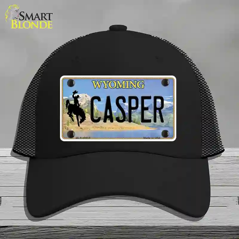 HAT01-MLP-10518 Casper Wyoming Novelty License Plate Hat, Mesh - Black