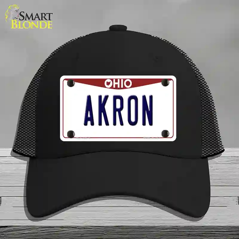 HAT01-MLP-10070 Akron Ohio Novelty License Plate Hat, Mesh - Black