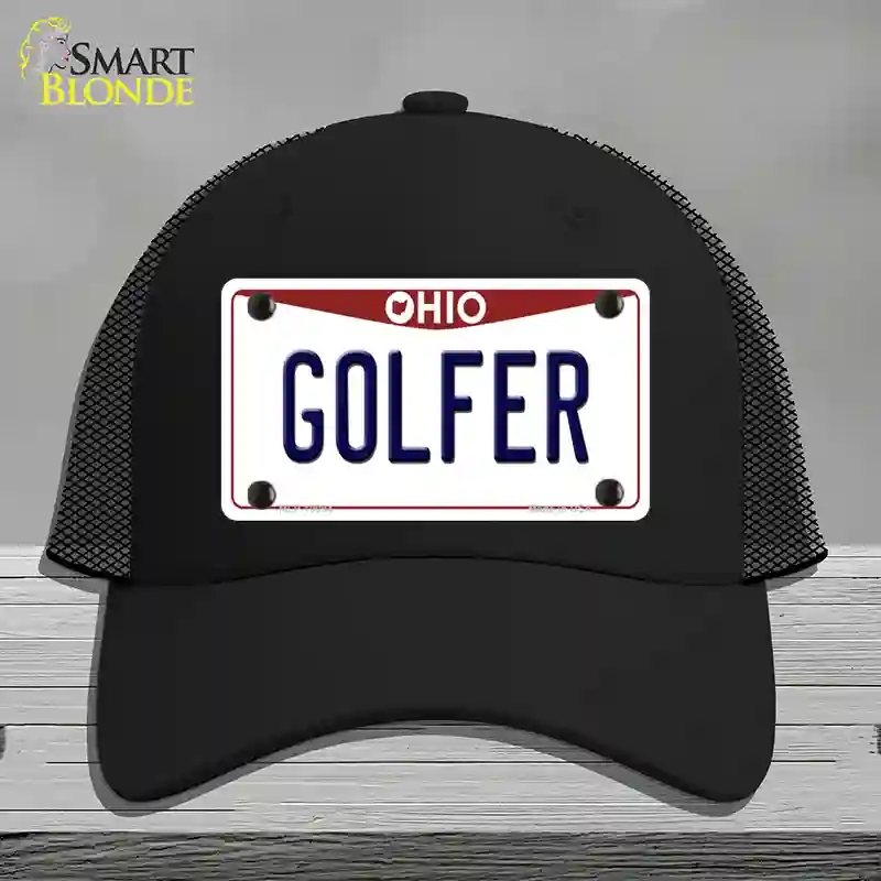 HAT01-MLP-10094 Golfer Ohio Novelty License Plate Hat, Mesh - Black