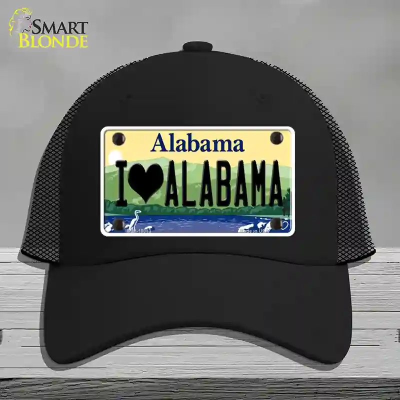 HAT01-MLP-10013 I Love Alabama Novelty License Plate Hat, Mesh - Black