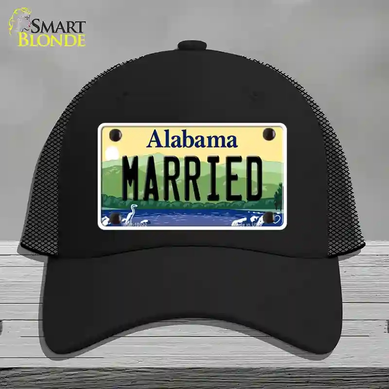 HAT01-MLP-10022 Married Alabama Novelty License Plate Hat, Mesh - Black