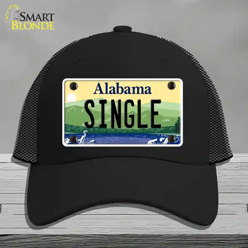 HAT01-MLP-10023 Single Alabama Novelty License Plate Hat, Mesh - Black