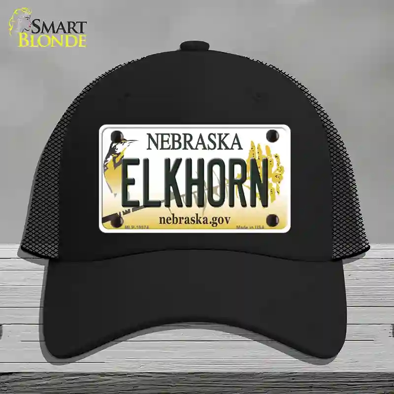 HAT01-MLP-10574 Elkhorn Nebraska Novelty License Plate Hat, Mesh - Black