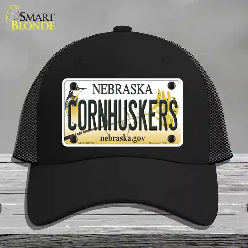 HAT01-MLP-10579 Cornhuskers Nebraska Novelty License Plate Hat, Mesh - Black