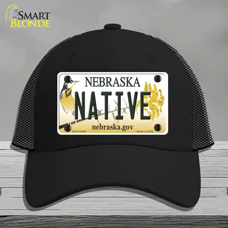 HAT01-MLP-10599 Native Nebraska Novelty License Plate Hat, Mesh - Black