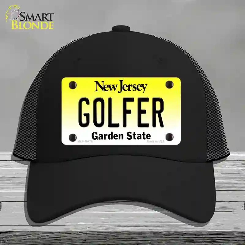 HAT01-MLP-10175 Golfer   Jersey Novelty License Plate Hat, Mesh - Black