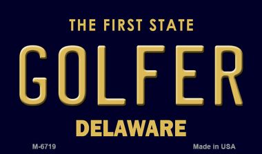 M-6719 3.5 x 2 in. Golfer Delaware State License Plate Magnet