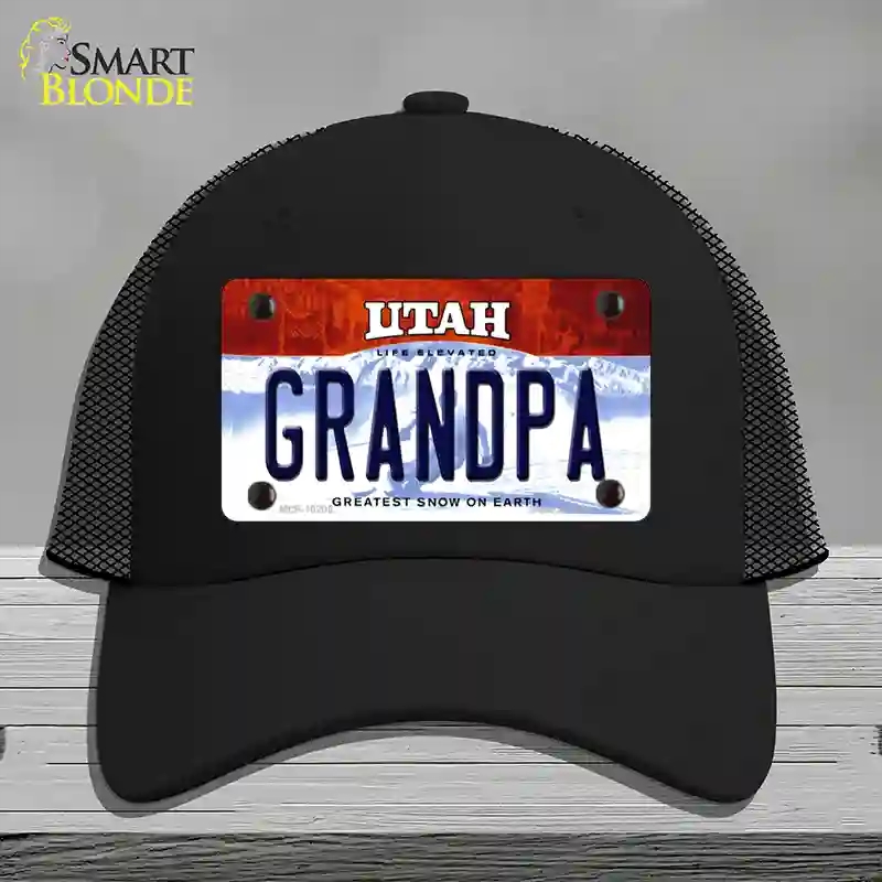 HAT01-MLP-10205 Grandpa Utah Novelty License Plate Hat, Mesh - Black