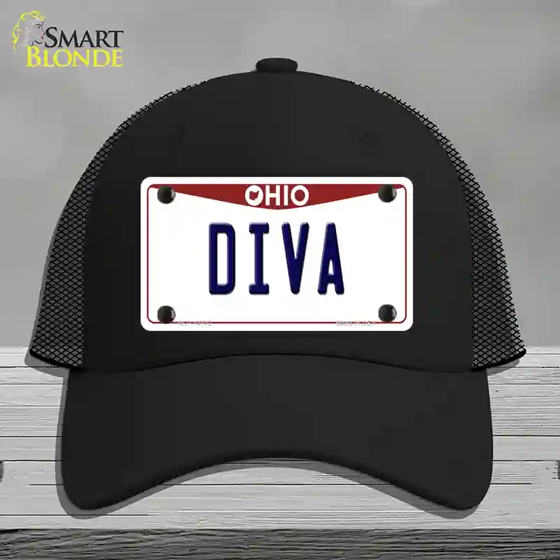 HAT01-MLP-10102 Diva Ohio Novelty License Plate Hat, Mesh - Black