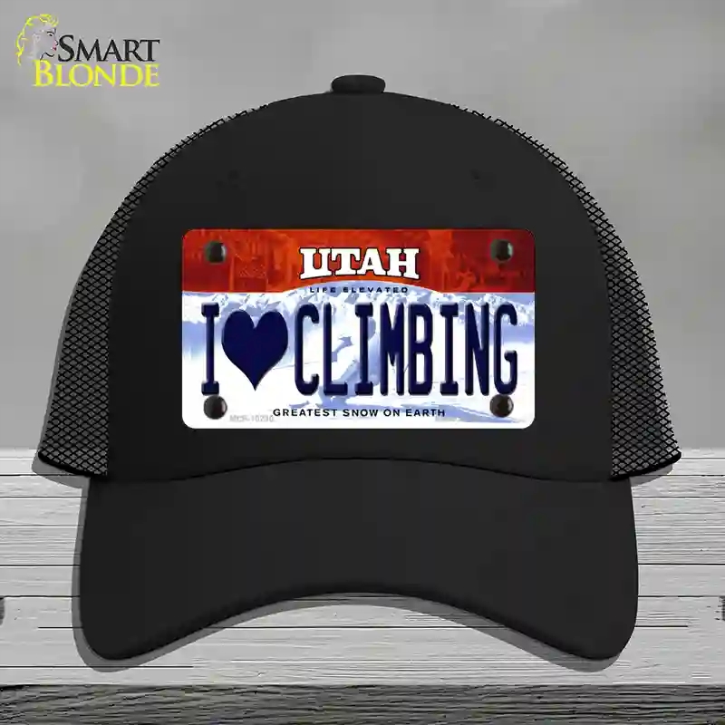 HAT01-MLP-10230 I Love Climbing Utah Novelty License Plate Hat, Mesh - Black