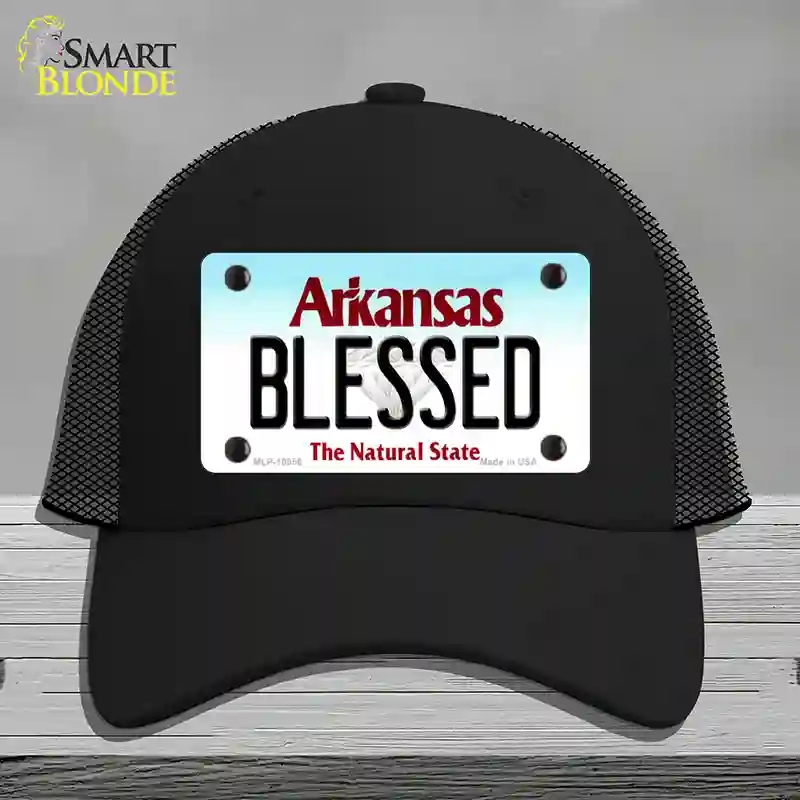 HAT01-MLP-10056 Blessed Arkansas Novelty License Plate Hat, Mesh - Black