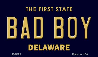 M-6726 3.5 x 2 in. Bad Boy Delaware State License Plate Magnet