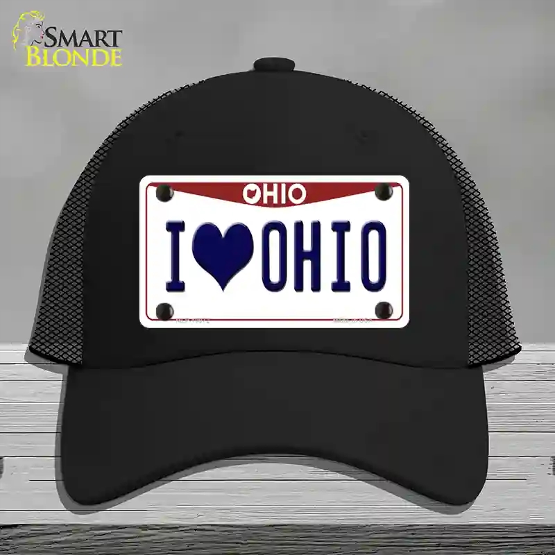 HAT01-MLP-10072 I Love Ohio Novelty License Plate Hat, Mesh - Black