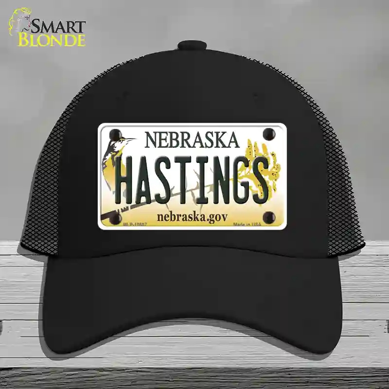 HAT01-MLP-10607 Hastings Nebraska Novelty License Plate Hat, Mesh - Black