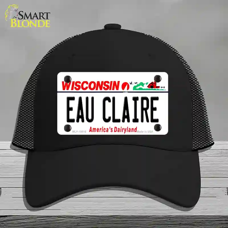 HAT01-MLP-10615 Eau Claire Wisconsin Novelty License Plate Hat, Mesh - Black