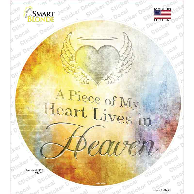 C-972s-M Heart Lives in Heaven Novelty Circle Sticker Decal, Medium