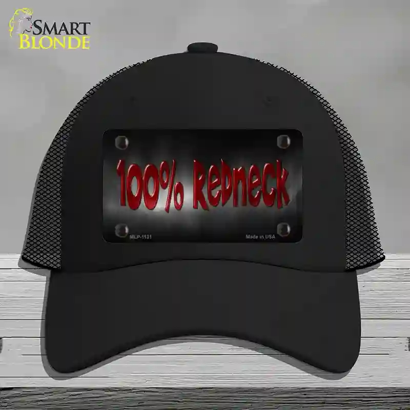HAT01-MLP-1131 100 Percent Redneck Novelty License Plate Hat, Mesh - Black