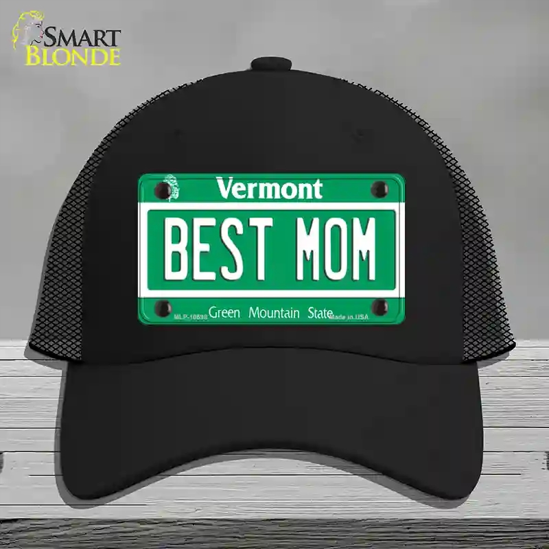 HAT01-MLP-10698 Best Mom Vermont Novelty License Plate Hat, Mesh - Black