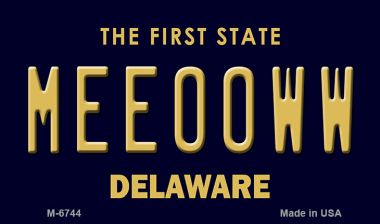 M-6744 3.5 x 2 in. Meeooww Delaware State License Plate Magnet
