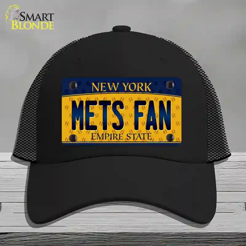 HAT01-MLP-10802 Mets Fan   York Novelty License Plate Hat, Mesh - Black