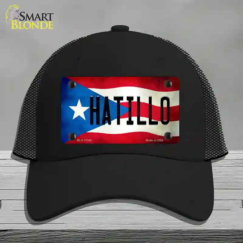HAT01-MLP-11348 Hatillo Puerto Rico Flag Novelty License Plate Hat, Mesh - Black