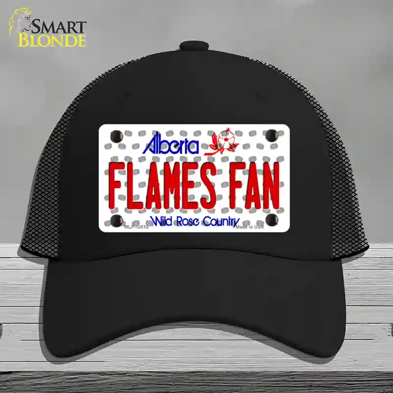 HAT01-MLP-10818 Flames Fan Alberta Novelty License Plate Hat, Mesh - Black
