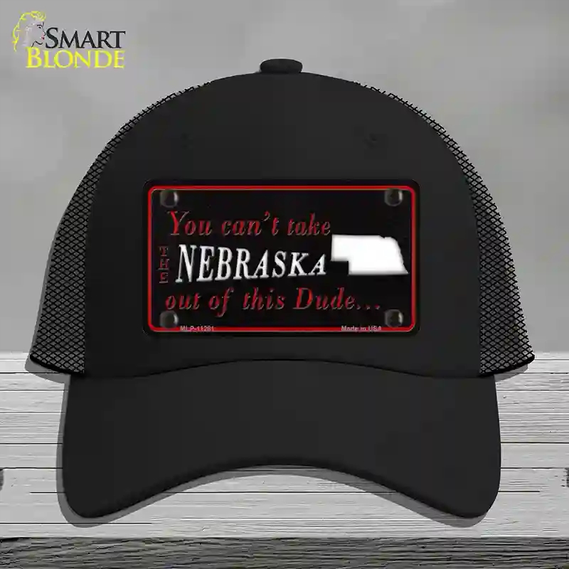 HAT01-MLP-11281 Nebraska Dude Novelty License Plate Hat, Mesh - Black