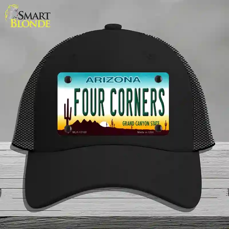 HAT01-MLP-12158 Four Corners Arizona Novelty License Plate Hat, Mesh - Black