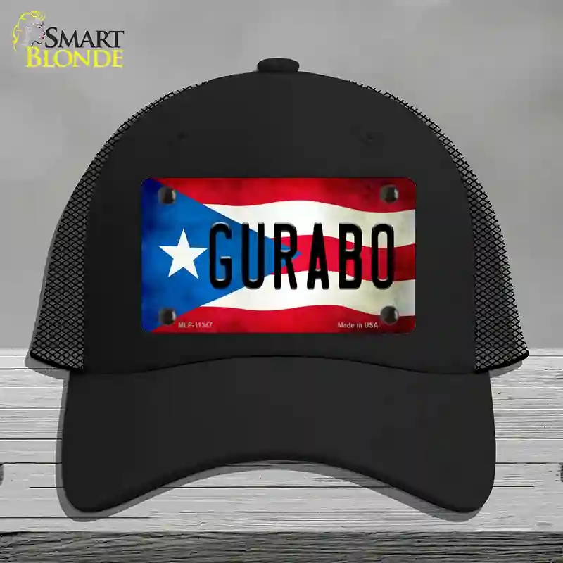 HAT01-MLP-11347 Gurabo Puerto Rico Flag Novelty License Plate Hat, Mesh - Black