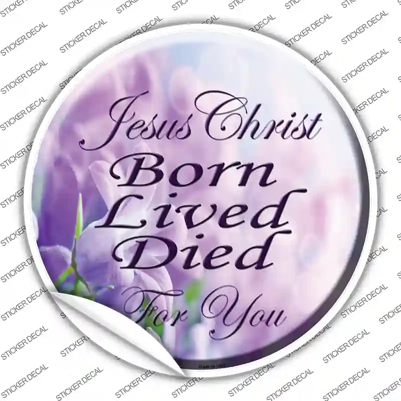 C-175s-S Born Lived Died Novelty Circle Sticker Decal, Small