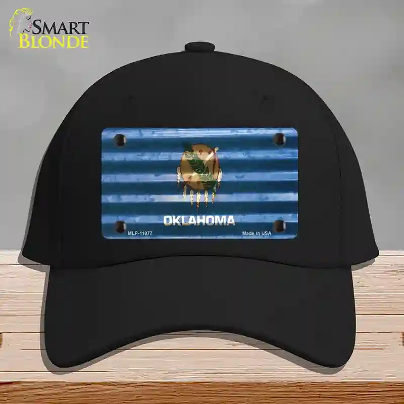 HAT03-MLP-11977 Oklahoma Corrugated Flag Novelty License Plate Hat, Cotton - Black